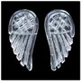 6740 - (2 buc) Pandantive / charms, cristal de stanca sculptat, aripi inger