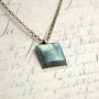 Midnight Nostalgia - Colier cu labradorit rectangular flashy si elemente metalice bronz antic
