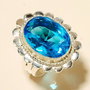 Inel placat cu argint si piatra topaz bleu.