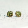 Cercelusi  Mici cu Peridot in baza metalica bronz antichizat  8mm