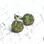 Cercelusi   cu Peridot in baza metalica decorativa bronz antichizat 15 mm