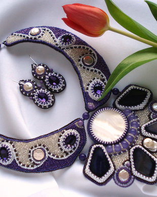 "Purple temptation" -  Set colier si cercei
