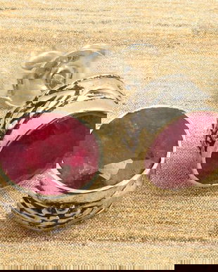 Ag219 - Cercei, argint 925, radacina de rubin