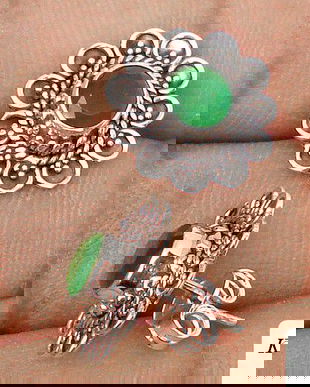 Ag223 - Cercei, argint 925, radacina de smarald