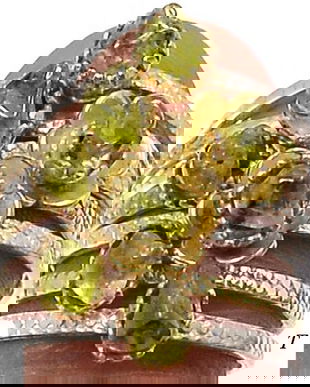 Ag169 Vf - Inel, argint 925, peridot brut, freeform