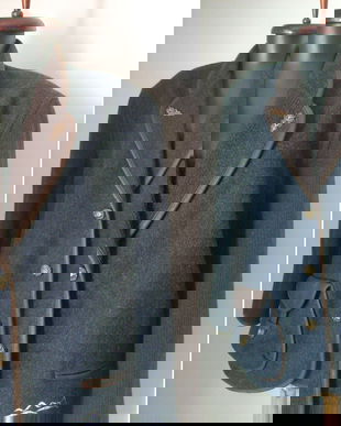 SACOU BAVAREZ STOFA LANA FIARTA SI PIELE NATURALA