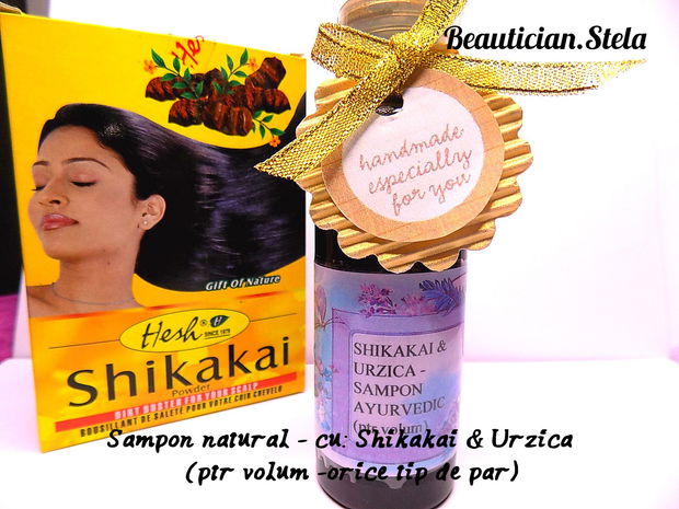 ,,SHIKAKAI & URZICA - SAMPON natural AYURVEDIC II (ptr. orice tip de par & VOLUM)