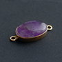 Conector ametist natural in rama alama argintata - replacat cu aur 24K