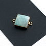 Conector amazonit natural in rama alama argintata - replacat cu aur 24K