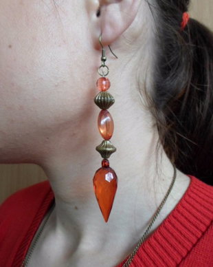set margele si cercei-long orange