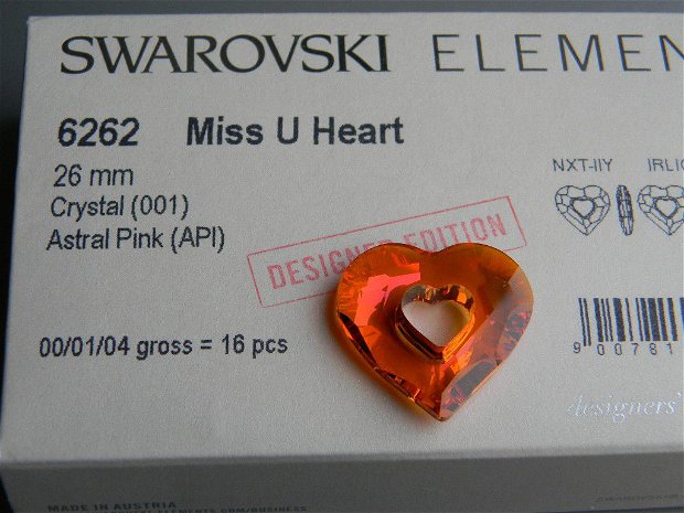 Pandantiv Swarovski - Miss U Heart 26 mm - 6262-AP