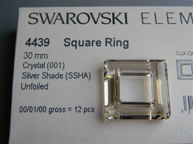 Pandantiv Swarovski - Square Ring 30 mm - 4439-SSH
