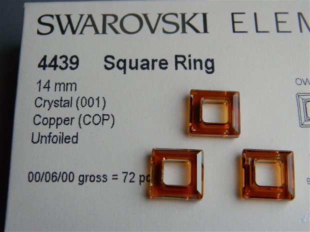 Pandantiv Swarovski - Square Ring 14 mm - 4439-COP