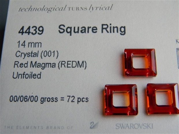 Pandantiv Swarovski - Square Ring 14 mm - 4439-RDM