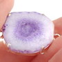 Conector cu agata & quartz druzy mov pastel in rama argintata