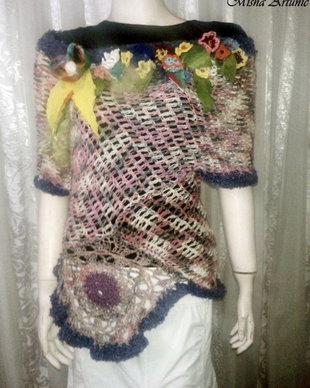 Vandut Bluza/ pulover crosetat cu aplicatii impaslite si crosetate - Bohemia girl