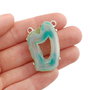 Pandant cu agata druzy alb - teal in rama argintata