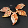 6702 - SET, pandantiv, agata crazy lace, frunze sculptate, nuante toamna, 40x23 - 52x25mm