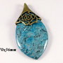 6750 - Pandantiv, sediment marin, albastru bleu negru, agatatoare bronz,