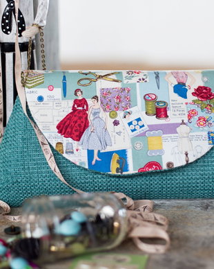 Poseta plic Sewing vintage green-blue - pentru comanda