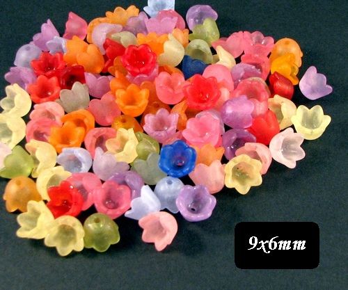 6751 - (100b) MIX Flori clopotei acril frosted 9x6mm