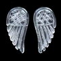 6753 - (2buc) Minipandantiv, aripi inger sculptate, cristal de stanca, 30x15x6mm