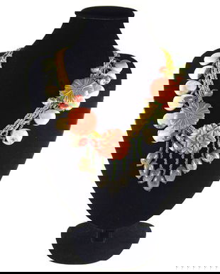 W15 # Flori impletite - colier handmade, fir crosetat, malachit rosu, amazonit, jasp