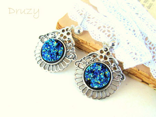 Cercei argintii DRUZY BLUE