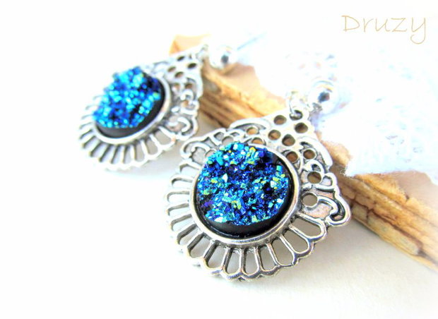 Cercei argintii DRUZY BLUE