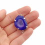 Conector cu agata & quartz druzy mov- albastrui  in rama argintata