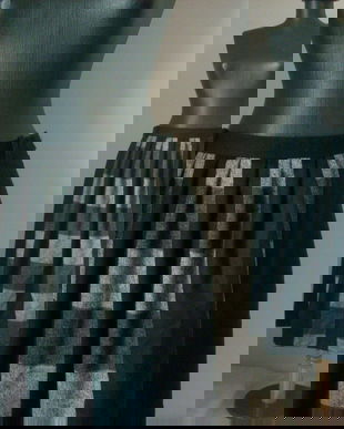 FUSTA AMPLA STOFA LANA FIARTA NEGRU GRI