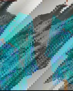 BLUZA VAPOROASA MATASE VEGETALA AZURE