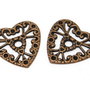 Margele filigranate, cupru, inimioara, 17.5x15 mm