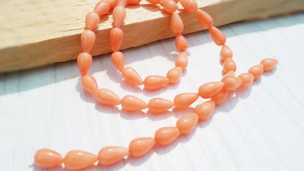Coral roz somon, picatura 9x5mm GSLAK 030