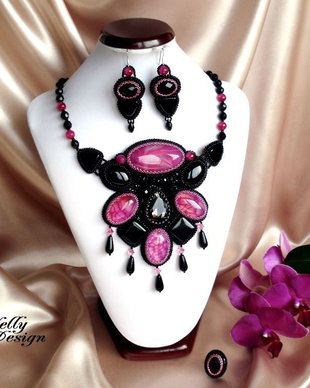 REZERVAT - "LOVELY ORCHIDS" - Set colier, cercei si inel