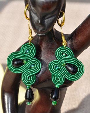 Cercei soutache onix