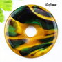 6777 - Pandantiv, agata verde galben mustar, donut, 50x5mm