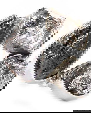 Ag012 - Inel, argint 925, herkimer diamond, tektite, meteorit Campo del Cielo