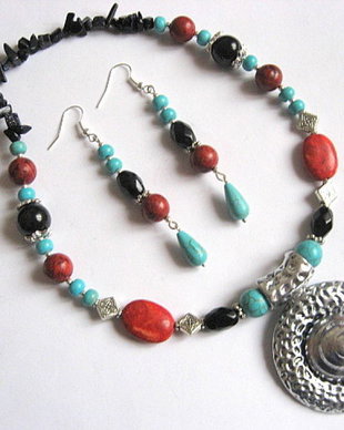 set coral ,turcoaz si onix 23502
