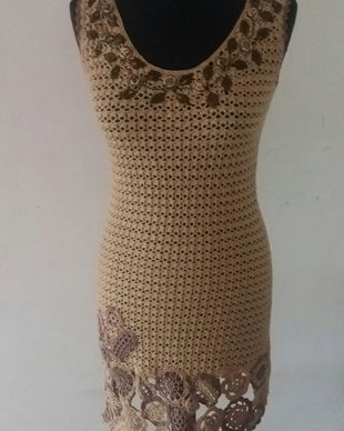 rochie FLORA crem crosetata brodata manual