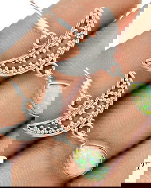 Ag022 - Cercei, argint 925, fire opal