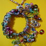 colier handmade si pandantiv din sarma si margele de nisip- sunshine
