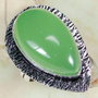 Inel placat cu argint si green jade