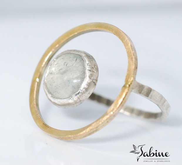Inel argint 925 cu aquamarinşi profil gold filled 20/80 14K