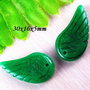 6778 - (2 buc) Pandantive / charms, jad verde sculptat, aripi inger