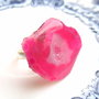 Inel reglabil cu geoda/agat roz-fuchsya