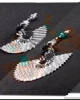 Ag076 - Cercei cu tija / surub, argint 925, onix verde