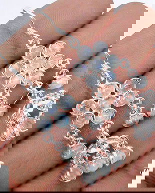 Ag210 - Cercei cu tortite, argint 925, piatra lunii, candelabru