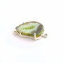 Conector agata & quartz feliuta neregulata in nuante de verde galbui in rama argintata