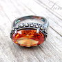 Inel din argint si cristal orange-topaz